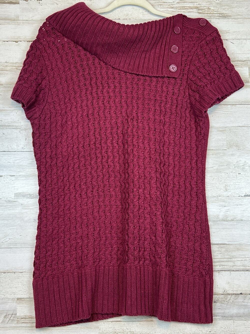 No Boundaries Womens Juniors Sweater XL Cap Sleeved Cowl Neck Burgundy